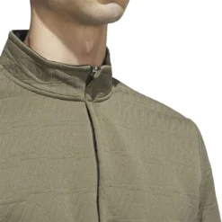Adidas DWR 1/4 Zip Pullover -Pum Golf Club Shop adidas 2023 dwr quarter zip pullover olive strata collar detail itempicture