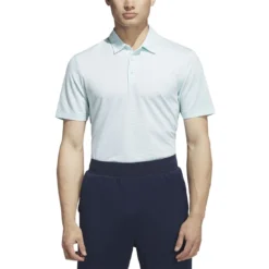 Adidas Ottoman Stripe Polo -Pum Golf Club Shop adidas 2023 ottoman stripe polo semi flash aqua model front itempicture
