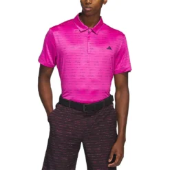 Adidas Stripe Zipper Polo -Pum Golf Club Shop adidas 2023 stripe zipper polo lucid fuchsia front itempicture