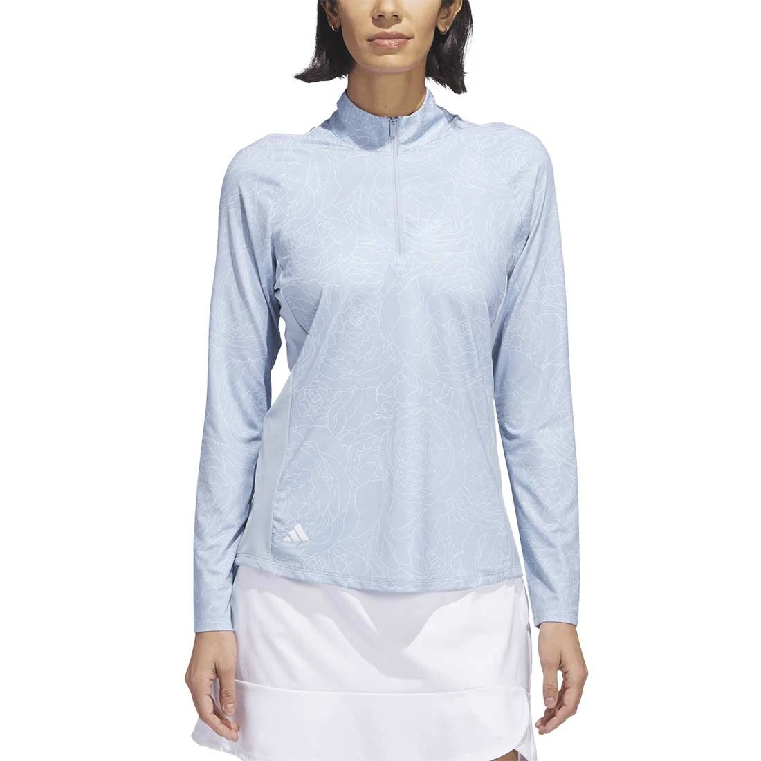 Adidas Women's Essentials Long Sleeve Printed Mock Polo 2 Adidas Women's Essentials Long Sleeve Printed Mock Polo - Image 2