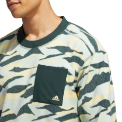 Adidas Texture Print Crewneck -Pum Golf Club Shop adidas fw22 texture print crewneck linen green shoulder detail itempicture