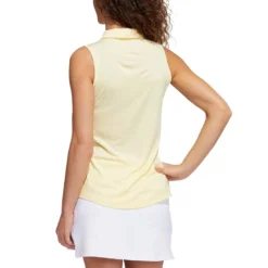 Adidas 2022 Women's Space Dyed Sleeveless Polo -Pum Golf Club Shop adidas fw22 womens space dyed sleeveless polo almost yellow back itempicture