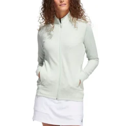 Adidas Women's Textured Full Zip Jacket -Pum Golf Club Shop adidas fw22 womens textured full zip jacket linen green itempicture