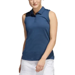 Adidas FW22 Women's Textured Sleeveless Polo -Pum Golf Club Shop adidas fw22 womens textured sleeveless polo crew navy front itempicture