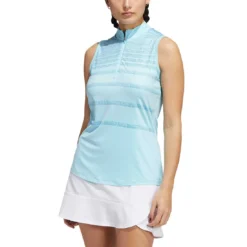 Adidas Women's Ultimate365 Herringbone Stripe Sleeveless Polo -Pum Golf Club Shop adidas fw22 womens ultimate365 herringbone stripe polo pulse blue front itempicture