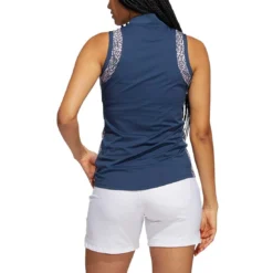 Adidas 2022 Women's Ultimate365 Printed Sleeveless Polo -Pum Golf Club Shop adidas fw22 womens ultimate365 printed sleeveless polo crew navy back itempicture