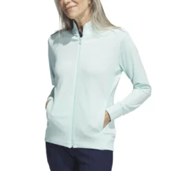 Adidas Women's Textured Full Zip Jacket -Pum Golf Club Shop adidas fw23 womens textured full zip jacket semi flash aqua model itempicture
