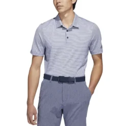 Adidas Ottoman Stripe Polo -Pum Golf Club Shop adidas ottoman stripe polo collegiate navy model front itempicture