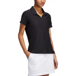 Adidas S21 Women's Go-To Short Sleeve Polo -Pum Golf Club Shop adidas s21 womens go to short sleeve polo black on model itempicture