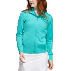 Adidas Women's Textured Full Zip Jacket -Pum Golf Club Shop adidas ss22 womens textured full zip jacket semi mint rush model itempicture