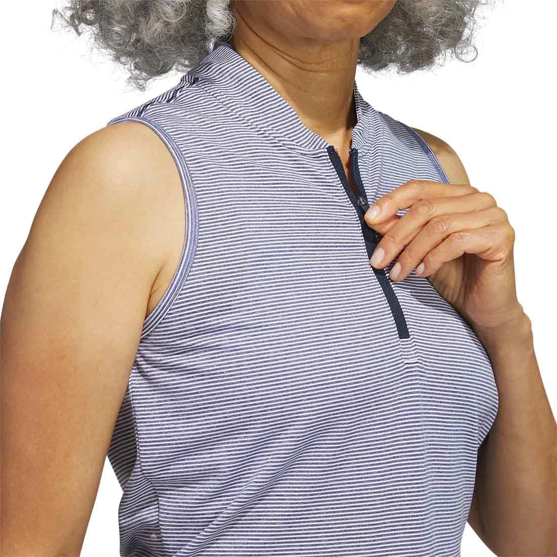 Adidas Women's Two Color Ottoman Sleeveless Polo 6 Adidas Women's Two Color Ottoman Sleeveless Polo - Image 6