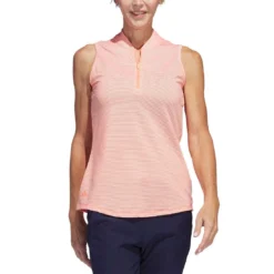 Adidas Women's Two Color Ottoman Sleeveless Polo 19 Adidas Women's Two Color Ottoman Sleeveless Polo -Pum Golf Club Shop adidas ss23 w two color ottoman sleeveless polo coral fusion itempicture