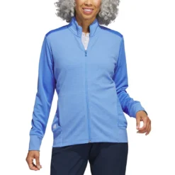 Adidas Women's Textured Full Zip Jacket -Pum Golf Club Shop adidas ss23 womens textured full zip jacket blue fusion model itempicture
