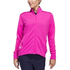 Adidas Women's Textured Full Zip Jacket -Pum Golf Club Shop adidas ss23 womens textured full zip jacket lucid fuchsia model itempicture