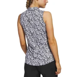 Adidas Women's Ultimate365 Printed Sleeveless Polo -Pum Golf Club Shop adidas ss23 womens ultimate365 printed sleeveless polo black back itempicture