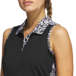 Adidas Women's Ultimate365 Printed Sleeveless Polo -Pum Golf Club Shop adidas ss23 womens ultimate365 printed sleeveless polo black detail itempicture