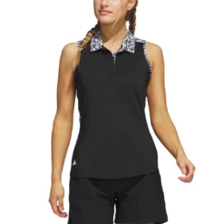 Adidas Women's Ultimate365 Printed Sleeveless Polo -Pum Golf Club Shop adidas ss23 womens ultimate365 printed sleeveless polo black itempicture