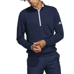 Adidas UPF Quarter Zip Pullover 5 Adidas UPF Quarter Zip Pullover -Pum Golf Club Shop adidas upf quarter zip pullover collegiate navy model itempicture