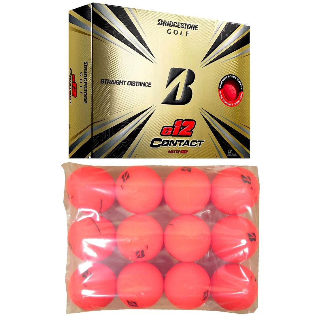 Bridgestone 2022 E12 Contact Matte Red Bagged Golf Balls 1 Bridgestone 2022 E12 Contact Matte Red Bagged Golf Balls