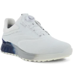 Ecco S-Three Boa Golf Shoes White/Blue Depths -Pum Golf Club Shop ecco s three boa golf shoes white blue depths front itempicture