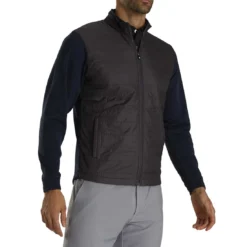 FootJoy Full Zip Hybrid Jacket -Pum Golf Club Shop footjoy full zip hybrid jacket charcoal navy front itempicture