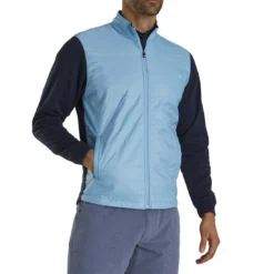 FootJoy Full Zip Hybrid Jacket -Pum Golf Club Shop footjoy full zip hybrid jacket light blue navy front itempicture