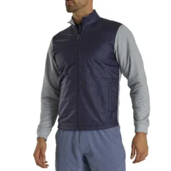 FootJoy Full Zip Hybrid Jacket -Pum Golf Club Shop footjoy full zip hybrid jacket navy heather grey front itempicture