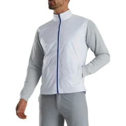 FootJoy Full Zip Hybrid Jacket -Pum Golf Club Shop footjoy full zip hybrid jacket white grey front itempicture