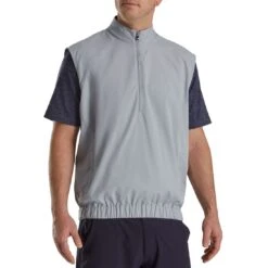 FootJoy Half Zip Windshirt Vest 8 FootJoy Half Zip Windshirt Vest -Pum Golf Club Shop footjoy half zip windshirt vest grey front itempicture