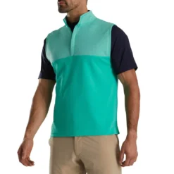 FootJoy Heather Yoke Half Zip Vest -Pum Golf Club Shop footjoy heather yoke half zip vest sea green front itempicture
