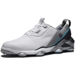 FootJoy Tour Alpha Golf Shoes White/Grey/Blue -Pum Golf Club Shop footjoy tour alpha golf shoes white grey blue front itempicture