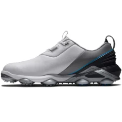 FootJoy Tour Alpha Golf Shoes White/Grey/Blue -Pum Golf Club Shop footjoy tour alpha golf shoes white grey blue side itempicture
