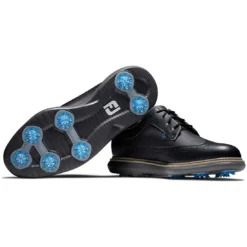 FootJoy Traditions Wing Tip Golf Shoes Black/Blue/Grey -Pum Golf Club Shop footjoy traditions wing tip golf shoes black blue grey combo itempicture