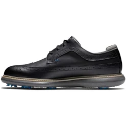 FootJoy Traditions Wing Tip Golf Shoes Black/Blue/Grey -Pum Golf Club Shop footjoy traditions wing tip golf shoes black blue grey instep itempicture