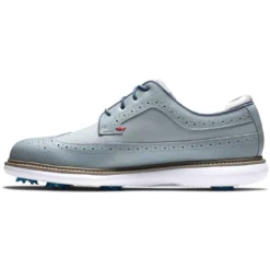 FootJoy Traditions Wing Tip Golf Shoes Grey/Navy/Red -Pum Golf Club Shop footjoy traditions wing tip golf shoes grey navy red instep itempicture