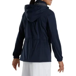 FootJoy Women's HydroKnit Rain Jacket -Pum Golf Club Shop footjoy womens hydroknit rain jacket navy back itempicture