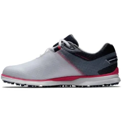 FootJoy Women's Pro SL Sport Golf Shoes White/Navy/Pink -Pum Golf Club Shop footjoy womens pro sl sport golf shoes white navy pink 98147 side itempicture