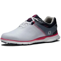 FootJoy Women's Pro SL Sport Golf Shoes White/Navy/Pink -Pum Golf Club Shop footjoy womens pro sl sport golf shoes white navy pink 98147 toe itempicture
