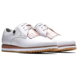 FootJoy Women's Sport Retro Golf Shoes White/Pink -Pum Golf Club Shop footjoy womens sport retro golf shoes white pink pair itempicture