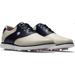 FootJoy Women's Traditions Saddle Golf Shoes Cream/Navy -Pum Golf Club Shop footjoy womens traditions saddle golf shoes cream navy 97922 pair itempicture