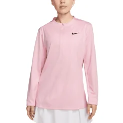 Nike Women's Dri-FIT UV Advantage Half-Zip Pullover -Pum Golf Club Shop nike womens dri fit club half zip uv pullover medium soft pink front itempicture