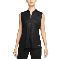 Nike Women's Dri-FIT Victory Embossed Sleeveless Polo -Pum Golf Club Shop nike womens dri fit victory embossed sleeveless polo black itempicture