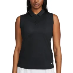 Nike Women's Dri-FIT Victory Sleeveless Polo -Pum Golf Club Shop nike womens dri fit victory sleeveless polo black front itempicture