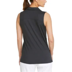 Puma Women's CLOUDSPUN Coast Sleeveless Polo -Pum Golf Club Shop puma 2022 womens cloudspun coast sleeveless polo black back model itempicture