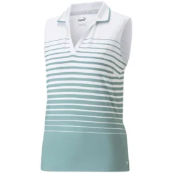 Puma Women's MATTR Stripe Sleeveless Polo -Pum Golf Club Shop puma 2023 womens mattr stripe sleeveless polo adriatic itempicture