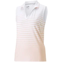 Puma Women's MATTR Stripe Sleeveless Polo -Pum Golf Club Shop puma 2023 womens mattr stripe sleeveless polo rose dust itempicture