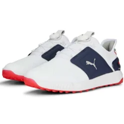 Puma Ignite Elevate Disc Golf Shoes White/Silver/Navy -Pum Golf Club Shop puma ignite elevate disc golf shoes white silver navy 376080 04 pair itempicture