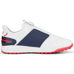 Puma Ignite Elevate Disc Golf Shoes White/Silver/Navy -Pum Golf Club Shop puma ignite elevate disc golf shoes white silver navy 376080 04 profile2 itempicture