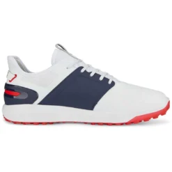 Puma Ignite Elevate Golf Shoes White/Silver/Navy -Pum Golf Club Shop puma ignite elevate golf shoes white silver navy 376077 04 profile2 itempicture
