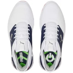 Puma Ignite Elevate Golf Shoes White/Silver/Navy -Pum Golf Club Shop puma ignite elevate golf shoes white silver navy 376077 04 top itempicture